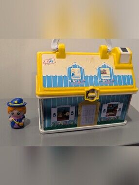 Fisher-Price Little People Vintage Style Tin Carry Case House & Witch Figure